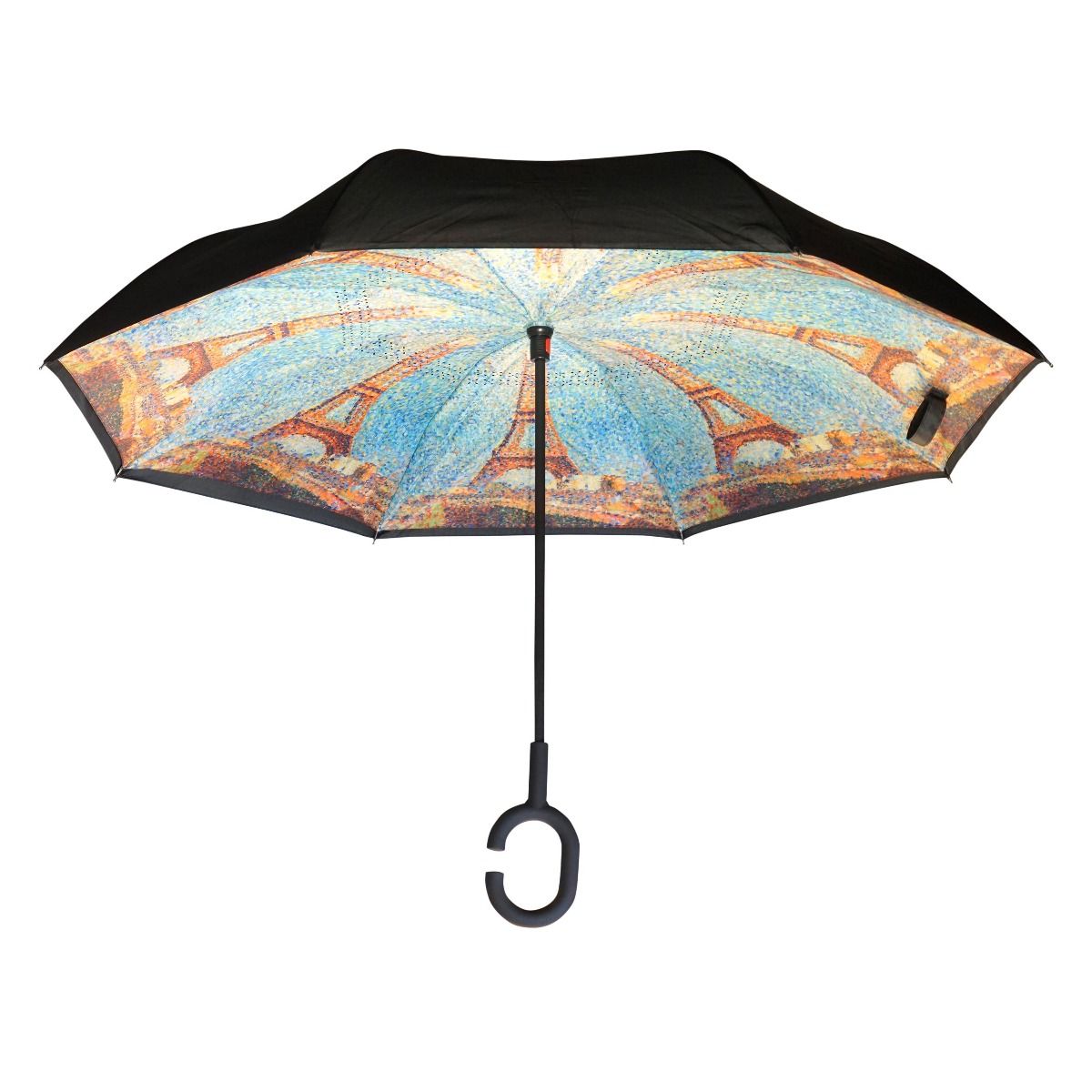 Topsy Turvy Designer Umbrellas - Drip Free Windproof - Seurat's Eiffel Tower - Senior.com Umbrellas